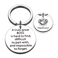 Load image into Gallery viewer, Boss Appreciation Gifts Keychain for Boss Lady Leaders Supervisor from Coworker Thank You Gift for Manager Mentor Christmas Birthday Thanksgiving Presents a Truly Great Boss is Hard to Find Keyring