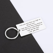 Load image into Gallery viewer, Christmas Husband Keychain Gifts from Wife Anniversary Birthday Valentines Day Wedding Gift Keychain for Hubby Boyfriend Groom Fiance Couple from Wifey Girlfriend Fiancee Bride I Love You Present