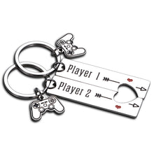 Load image into Gallery viewer, 2PCS Funny Gamer Gifts Keychain for Boyfriend Husband Couples from Girlfriend Wife Valentines Christmas Birthday Anniversary Giftss for Fiancé Men Him Player 1 Player 2 Matching Couple Jewelry Brand: Unilirace