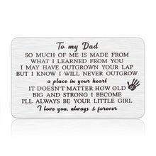 Load image into Gallery viewer, Dad Gifts from Daughter Father's Day Wallet Insert Card for Father Daddy from Girls Kids I Love You Birthday Anniversary Thanksgiving Jewelry for Men New Dad Christmas Thank You Gifts for Papa Stepdad