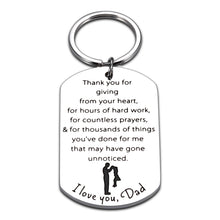 Load image into Gallery viewer, Dad Gifts Keychain for Father's Day I Love You Gifts for Him Men Father Daddy from Kids Birthday Anniversary Jewelry for Papa Stepdad Christmas Thanksgiving Key Accessories for Dad in Law Grandpa