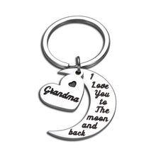 Load image into Gallery viewer, Grandma Gifts Keychain for Grandma Grandmother Women from Grandson Granddaughter Grandparents Day Christmas Birthday Gift from Grandchildren I Love You to The Moon and Back Grandma Jewelry Presen