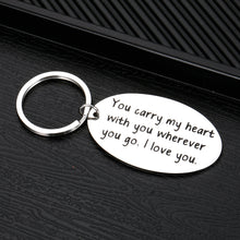 Load image into Gallery viewer, Couple Keychain Anniversary Keychains for Husband Wife Girlfriend Boyfriend Long Distance Relationship Valentine for Couples Lover Christmas Birthday Graduation Presents for Her Him You Carry My Heart