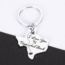 Load image into Gallery viewer, Valentines Day Gifts Keychain for Him Her Boyfriend Girlfriend Long Distance Relationship Gift for Women Men Husband Wife Birthday Graduation Valentine’s Day Keychains I Love You to Texas and Back