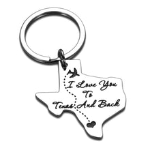 Load image into Gallery viewer, Valentines Day Gifts Keychain for Him Her Boyfriend Girlfriend Long Distance Relationship Gift for Women Men Husband Wife Birthday Graduation Valentine’s Day Keychains I Love You to Texas and Back
