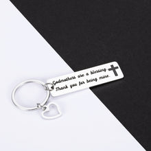 Load image into Gallery viewer, Godmother Gifts Keychains for God Mother Godparent Women Her from Godson Goddaughter Godchild Godparents Day Christmas Birthday Jewelry Present Godmothers are a Blessing Thank You for Being Mine