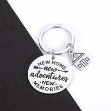 Load image into Gallery viewer, New Home Keychains Gifts for Home Apartment Housewarming Gifts House Warming Presents for Homeowner Women Men New Home New Adventures New Memories Moving Away Jewelry Real Estate Agent Realtor Gift