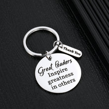 Load image into Gallery viewer, Leaders Appreciation Gifts Boss Keychain for Christmas Birthday Gift for Leader Supervisor PM Mentor Thank You Retirement Farewell Jewelry Coworker Present Great Leaders Inspire Greatness in Others