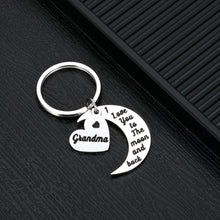 Load image into Gallery viewer, Grandma Gifts Keychain for Grandma Grandmother Women from Grandson Granddaughter Grandparents Day Christmas Birthday Gift from Grandchildren I Love You to The Moon and Back Grandma Jewelry Presen