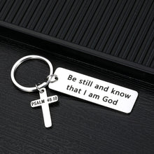Load image into Gallery viewer, Inspirational Bible Verse Gifts Keychain for Son Daughter Women Men Christian Christmas Birthday Graduation Easter Gift for Her Him Friends Be Still and Know That I Am God Calm Jewelry Keychains