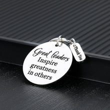 Load image into Gallery viewer, Leaders Appreciation Gifts Boss Keychain for Christmas Birthday Gift for Leader Supervisor PM Mentor Thank You Retirement Farewell Jewelry Coworker Present Great Leaders Inspire Greatness in Others