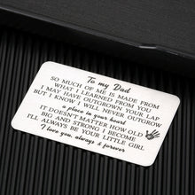 Load image into Gallery viewer, Dad Gifts from Daughter Father's Day Wallet Insert Card for Father Daddy from Girls Kids I Love You Birthday Anniversary Thanksgiving Jewelry for Men New Dad Christmas Thank You Gifts for Papa Stepdad