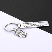 Load image into Gallery viewer, Police Keychain Graduation Gifts for Son from Mom Dad Policeman Officer Gift Birthday Present for Stepson Sheriff from Father Mother in Law Christmas Keyring Police Academy Badge Charm Him Man