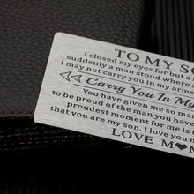 Load image into Gallery viewer, Stocking Stuffers for Men to My Son Wallet Cards from Mom Christmas Birthday Gifts for Teen Boys Son Valentines Gifts for Him Men Teen Boys Son Graduation Gifts for Him Back to School Gifts for Kids