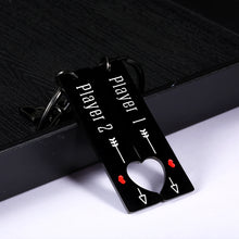 Load image into Gallery viewer, 2 PCS Couple Keychain Valentines Day Gifts for Boyfriend Girlfriend Anniversary Birthday Gifts for Couple Husband Wife Christmas Wedding Engagement Matching Keychain Gamer gift for Him Her Gamer Lover