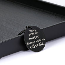 Load image into Gallery viewer, Funny Supernatural Fan Keychain Gift for License Musician Trucker Brother Best Friend Driver Picks The Music Shotgun Shuts His Cakehole Supernatural TV Show Merchandise Birthday Christmas Present