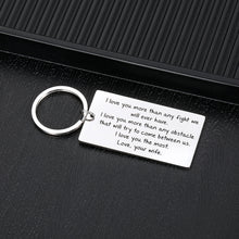 Load image into Gallery viewer, Christmas Husband Keychain Gifts from Wife Anniversary Birthday Valentines Day Wedding Gift Keychain for Hubby Boyfriend Groom Fiance Couple from Wifey Girlfriend Fiancee Bride I Love You Present