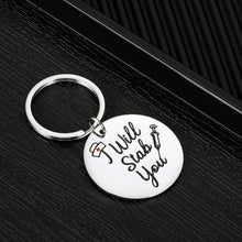 Load image into Gallery viewer, Funny Nurses Keychain Gifts for Nursing Student RN Graduation Birthday Christmas Valentines Gag Gifts for Medical Professional Nurses Day Thanksgiving Appreciation Thank You Jewelry I Will Stab You