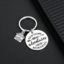 Load image into Gallery viewer, New Home Keychains Gifts for Home Apartment Housewarming Gifts House Warming Presents for Homeowner Women Men New Home New Adventures New Memories Moving Away Jewelry Real Estate Agent Realtor Gift