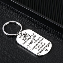 Load image into Gallery viewer, Anniversary Valentines Gifts Keychain for Boyfriend Husband from Girlfriend Wife I Love You Wedding Present for Men Groom Fiance Couples Romantic Birthday Christmas Jewelry for Him TO MY KING keyring