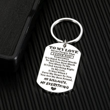 Load image into Gallery viewer, Anniversary Giftt for Him Her To My Love Valentines Day Birthday Giftt for Boyfriend Girlfriend Husband Wife I LOVE YOU Keychain for Women Men Lover Sweetheart Spouse Bride Groom on Wedding Christmas
