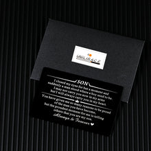 Load image into Gallery viewer, Christmas Son Gifts from Mom Dad Birthday Graduation Gifts for Him Kids Teens Stepsons Son in Law Inspirational Valentines Anniversary Wedding Wallet Card for Little Sons Young Sons Adult Sons Godsons