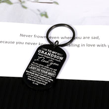 Load image into Gallery viewer, Christmas Grandson Gifts from Grandma Grandpa Inspirational Gift for Him Grandson Kids Boys Teens Adults Encouragement Graduation Birthday Anniversary Valentines Day Keychain for Men from Grandparents