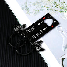 Load image into Gallery viewer, 2 PCS Couple Keychain Valentines Day Gifts for Boyfriend Girlfriend Anniversary Birthday Gifts for Couple Husband Wife Christmas Wedding Engagement Matching Keychain Gamer gift for Him Her Gamer Lover