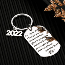 Load image into Gallery viewer, Graduation Gifts Christian Keychain for Him Her, Class of 2022 College High Middle School Gift Religious Bible Verse Baptism Jewelry for Students Kids Teens Inspirational Master PHD Senior Grad Gift