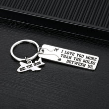 Load image into Gallery viewer, Long Distance Relationship Keychain Gifts for Boyfriend Girlfriend Couple Christmas Valentine's Day Birthday Anniversary Present I Love You More Than The Mile Between Us Jewelry for Husband Wife Lover