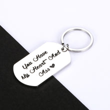 Load image into Gallery viewer, Funny Boyfriend Keychain Gift for Husband Hubby Couple from Girlfriend Wife Wifey Anniversary Birthday Valentine Jewelry for Man Him from Women Her You Have My Heart Christmas Thanksgiving Presents