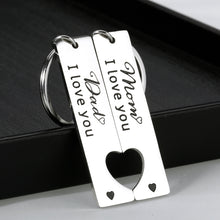 Load image into Gallery viewer, Mom and Dad Keychain Gifts Set Mothers Fathers Day Gifts for Mommy Daddy Couples New Parents I Love You Birthday Anniversary Valentines Christmas Thanksgiving Jewelry from Daughter Son Key Chain