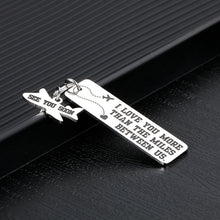 Load image into Gallery viewer, Long Distance Relationship Keychain Gifts for Boyfriend Girlfriend Couple Christmas Valentine's Day Birthday Anniversary Present I Love You More Than The Mile Between Us Jewelry for Husband Wife Lover