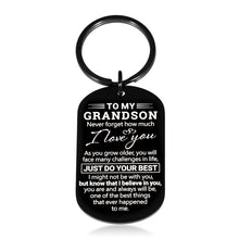 Load image into Gallery viewer, Christmas Grandson Gifts from Grandma Grandpa Inspirational Gift for Him Grandson Kids Boys Teens Adults Encouragement Graduation Birthday Anniversary Valentines Day Keychain for Men from Grandparents