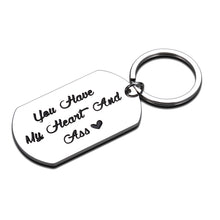 Load image into Gallery viewer, Funny Boyfriend Keychain Gift for Husband Hubby Couple from Girlfriend Wife Wifey Anniversary Birthday Valentine Jewelry for Man Him from Women Her You Have My Heart Christmas Thanksgiving Presents