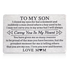 Load image into Gallery viewer, Stocking Stuffers for Men to My Son Wallet Cards from Mom Christmas Birthday Gifts for Teen Boys Son Valentines Gifts for Him Men Teen Boys Son Graduation Gifts for Him Back to School Gifts for Kids