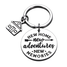 Load image into Gallery viewer, New Home Keychains Gifts for Home Apartment Housewarming Gifts House Warming Presents for Homeowner Women Men New Home New Adventures New Memories Moving Away Jewelry Real Estate Agent Realtor Gift