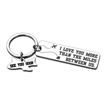 Load image into Gallery viewer, Long Distance Relationship Keychain Gifts for Boyfriend Girlfriend Couple Christmas Valentine's Day Birthday Anniversary Present I Love You More Than The Mile Between Us Jewelry for Husband Wife Lover