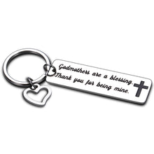 Load image into Gallery viewer, Godmother Gifts Keychains for God Mother Godparent Women Her from Godson Goddaughter Godchild Godparents Day Christmas Birthday Jewelry Present Godmothers are a Blessing Thank You for Being Mine