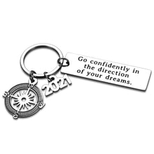Load image into Gallery viewer, 2021 Inspirational Gifts Keychain for Her Him Daughter Son Christmas Graduation Gift for Friend Boy Girl Senior Graduating Students Go Confidently in The Direction of Your Dreams Compass Jewelry