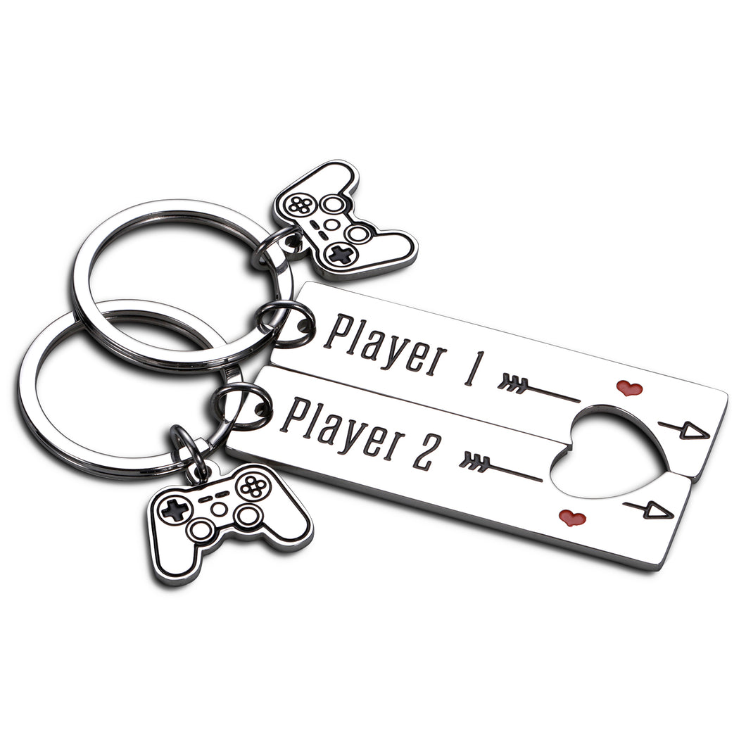 2PCS Funny Gamer Gifts Keychain for Boyfriend Husband Couples from Girlfriend Wife Valentines Christmas Birthday Anniversary Giftss for Fiancé Men Him Player 1 Player 2 Matching Couple Jewelry  Brand: Unilirace