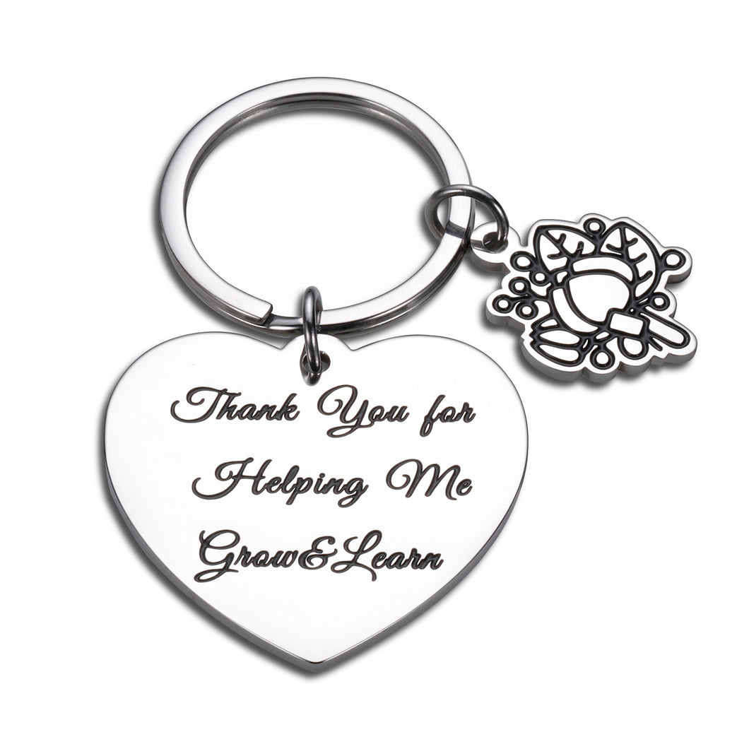 Appreciation Gifts Keychain for Teacher Boss Leader Friend Thank You Christmas Birthday Gift for Teachers Coach Volunteer Mentor Coworker Eldership Thank You for Helping Me Grow Learn Jewelry Present