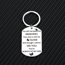 Load image into Gallery viewer, Memorial Keychain for Loss of Mother Father Grandma Grandpa Family Member Sympathy Bereavement Gift for Lost of Family Friends You Left Me Beautiful Memories Remembrance Key Chain
