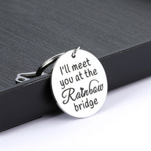 Load image into Gallery viewer, Loss of Pet Memorial Keychains Sympathy Gifts Passed Away Deceased Gift for Pet Owner Lover Remembrance Jewelry Doggy Puggy Memory Keepsake I&#39;ll Meet You at The Rainbow Bridge
