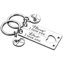 Load image into Gallery viewer, Mom and Dad Keychain Gifts Set Mothers Fathers Day Gifts for Mommy Daddy Couples New Parents I Love You Birthday Anniversary Valentines Christmas Thanksgiving Jewelry from Daughter Son Key Chain
