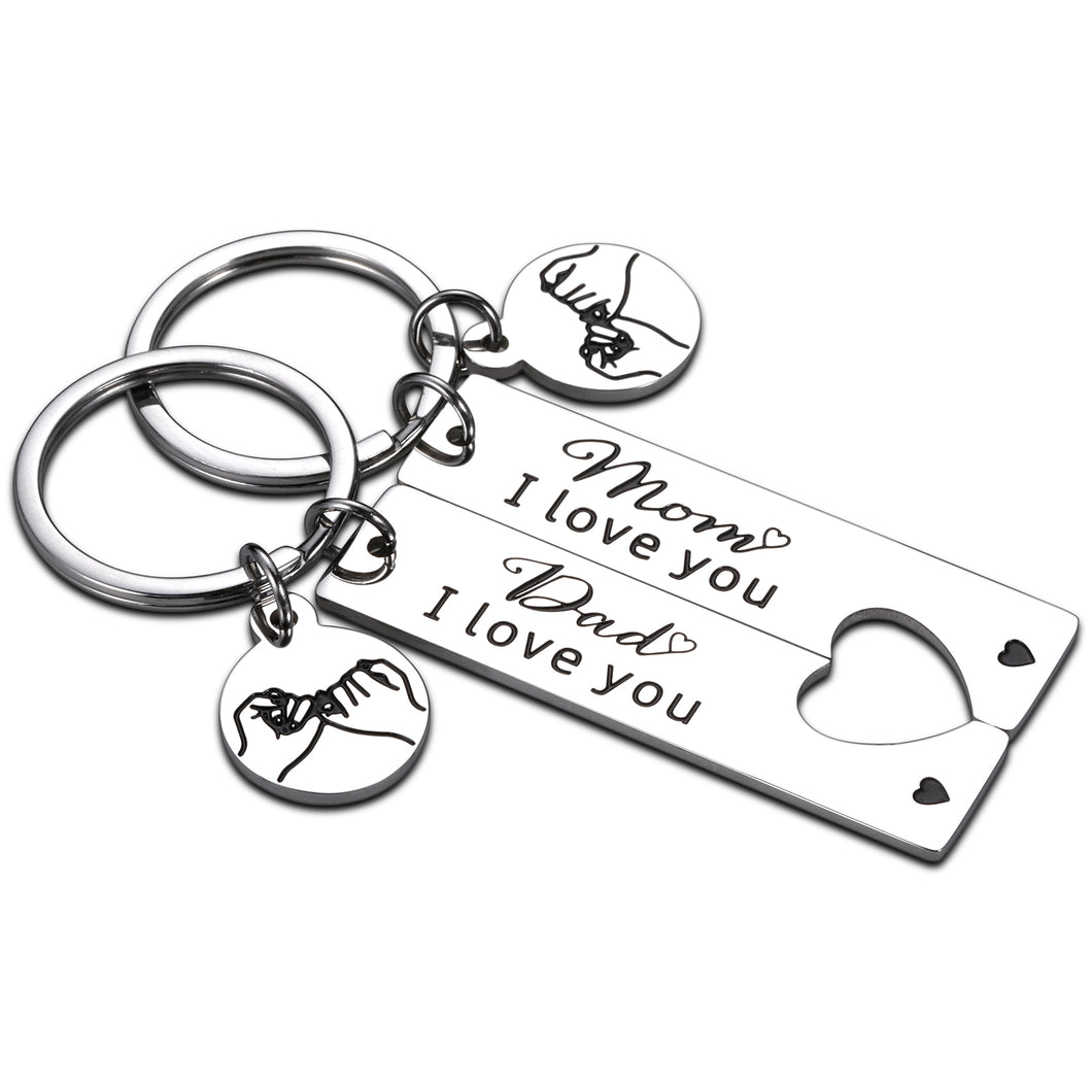 Mom and Dad Keychain Gifts Set Mothers Fathers Day Gifts for Mommy Daddy Couples New Parents I Love You Birthday Anniversary Valentines Christmas Thanksgiving Jewelry from Daughter Son Key Chain