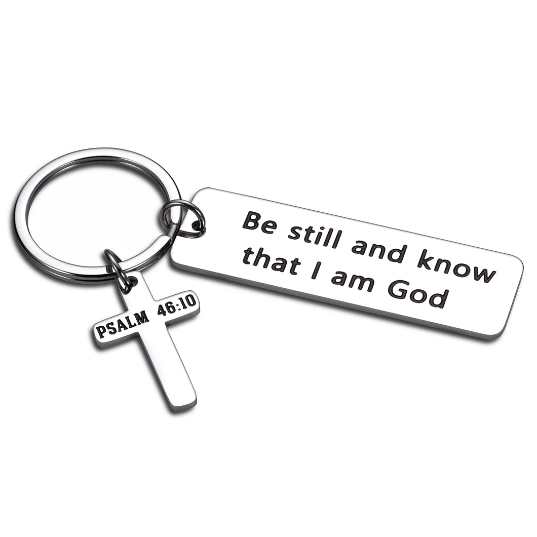 Inspirational Bible Verse Gifts Keychain for Son Daughter Women Men Christian Christmas Birthday Graduation Easter Gift for Her Him Friends Be Still and Know That I Am God Calm Jewelry Keychains