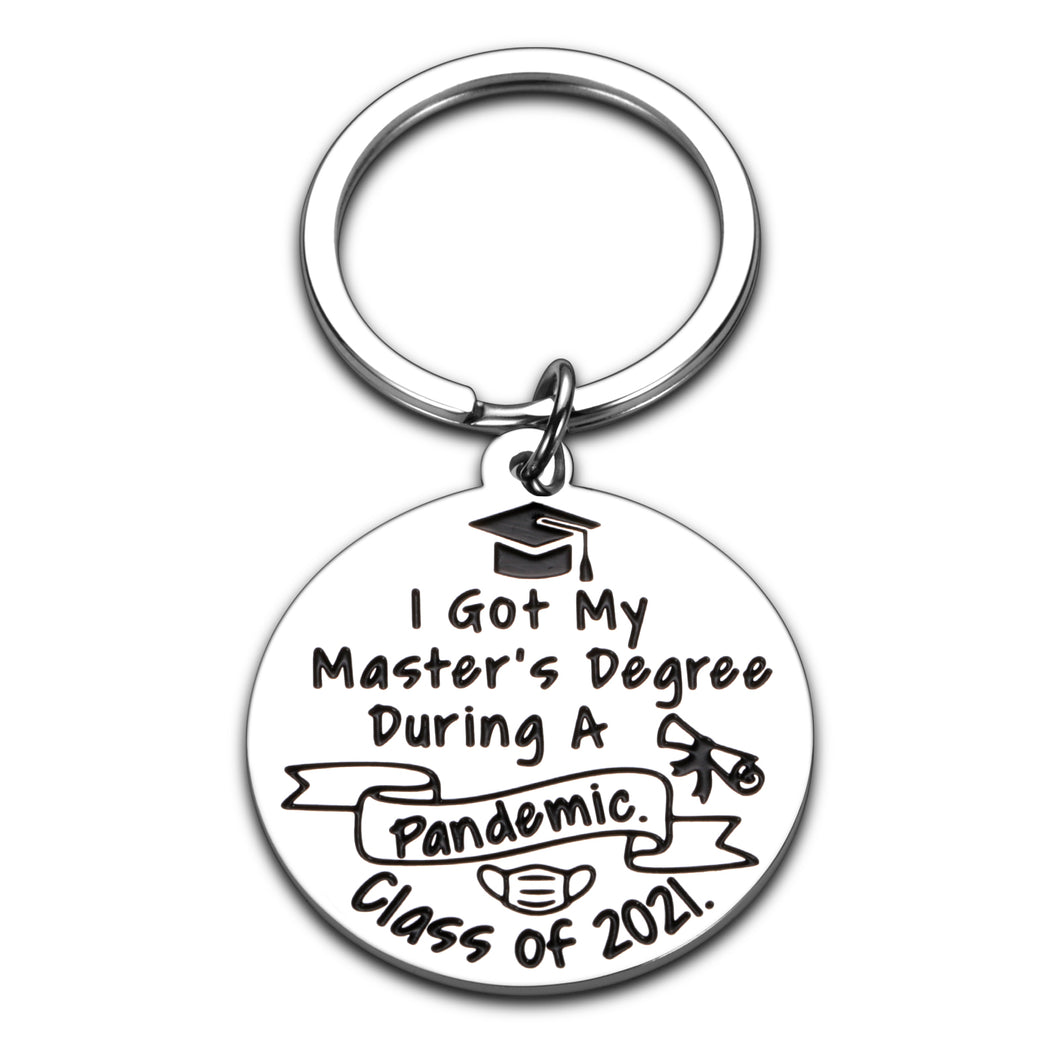 Class of 2021 Keychain Master Degree Graduation Gifts for Her Him Men Grad Celebration Party Souvenir Gifts for College Student Classmate Friend Son Daughter from Teacher Professor Senior Mom Dad