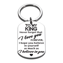Load image into Gallery viewer, Anniversary Valentines Gifts Keychain for Boyfriend Husband from Girlfriend Wife I Love You Wedding Present for Men Groom Fiance Couples Romantic Birthday Christmas Jewelry for Him TO MY KING keyring
