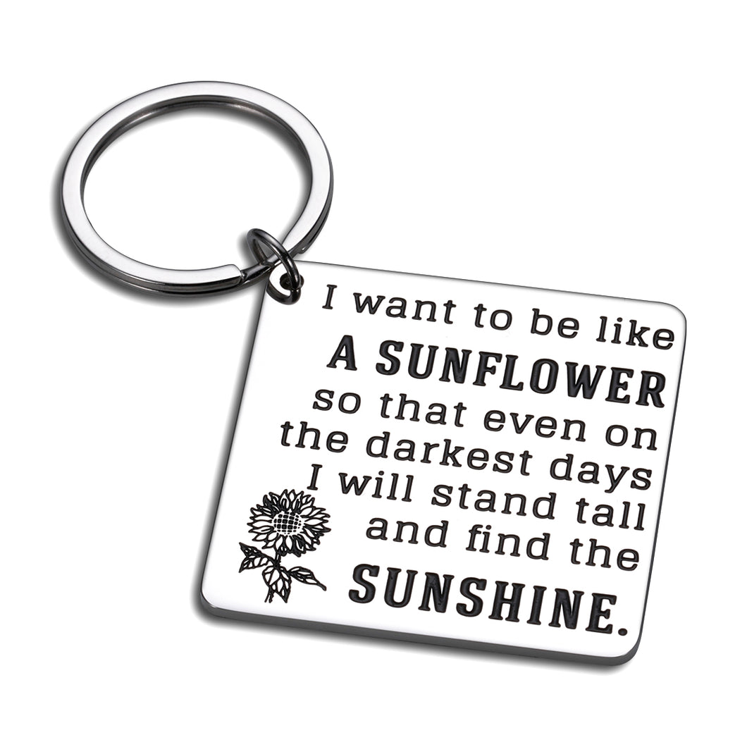 Sunflower Gfits Keychain for Women Men Inspirational Spiritual Floral Gift for Son Daughter Teen Girls Boys Mom Friends Christmas Graduation Birthday Motivational Keychains Sunflower Decor Jewelry